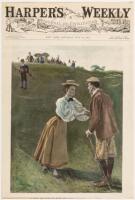 Three color golf illustrations from the pages of Harper's Weekly