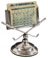 Sterling Silver Perpetual Calendar with Crossed Golf Clubs atop a Golf Ball