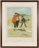 Two golf color lithographs by John Hassall