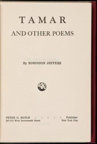Tamar and Other Poems