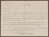 Typed Letter Signed, from Jack London to a Mr. F.J. de Giers