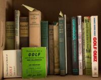 Shelf of seventeen volumes on golf