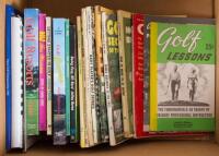 Shelf of twenty-three paperback works about golf