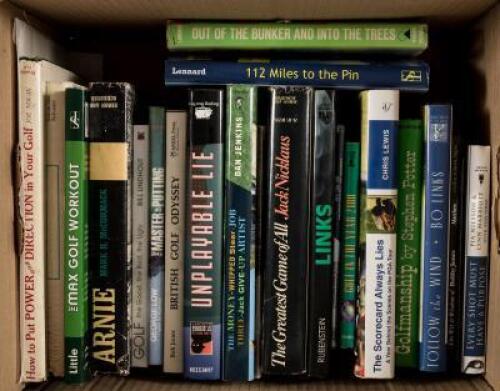 Shelf of twenty volumes on golf