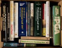 Shelf of sixteen works on golf