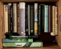 Shelf of twenty volumes on golf