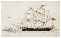 Original Pen-&-Ink drawing of the sailing ship John Williams, owned by the London Missionary Society