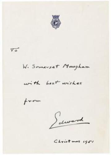 A King's Story: The Memoirs of the Duke of Windsor - with autograph note signed from King Edward VIII to M. Somerset Maugham