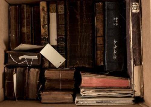 Shelf of approximately 22 volumes