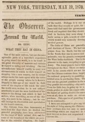 "What They Eat in China", 1870 New York newspaper report