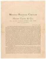 Henry Clews & Co. Monthly Financial Circular May 3, 1886 - Wall Street vs. Knights of Labor on eve of Haymarket Bombing