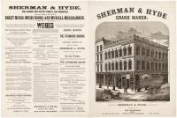 Sheet Music for the Sherman & Hyde Grand March, with a large engraved depiction of the music store in San Francisco of that name on the first page