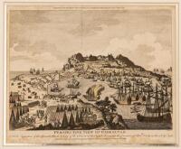 Perspective View of Gibraltar. With the disposition of the Spanish Attack & Relief of the Garrison by the English Fleet under the Command of Adml. Darby on the 12th April 1781