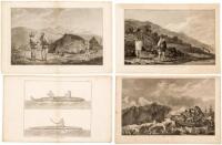 Fourteen engraved or lithographed views of the Pacific Northwest from various editions of the accounts of the voyages of James Cook, George Vancouver, and others