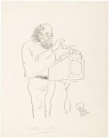 Original caricature sketch of Allen Ginsberg