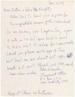 Autograph Letter Signed from Peter Orlovsky to Arthur & Glee Knight, who wrote various books on the Beats