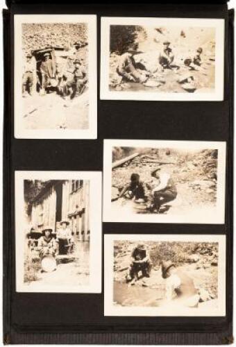 Album with approximately 68 snapshot photographs of the Pittville, California area, including mining and lumbering activities