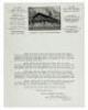 Letter from the Mutual Security Company offering for sale bonds to cover the construction costs of the Yosemite Post Office Building, on letterhead with a reproduced photograph of the building