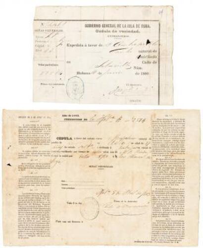 Two identity papers for Chinese slaves in Cuba