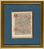 Illuminated manuscript leaf, with embellished initials