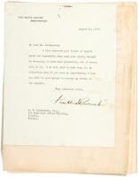 Typed Letter Signed by Franklin D. Roosevelt as President, to L.F. Livingston, regarding postal covers sent to him for his collection