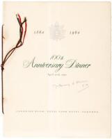 Program for the 100th Anniversary Dinner of the founding of th Queen's Own Rifles of Canada, signed by Viscount Montgomery of Alamein