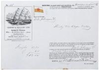 Bill of lading for Thirty Two Kegs Mdse. shipped aboard the ship Peruvian of the Glidden & Williams Line of California Packets, by the H.C. Johnson Co.