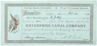 Certificate for two shares, in the failed Enterprise Canal Company, signed by Nelson P. Beebe as President of the company