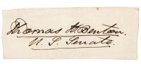 Clipped signature of longtime U.S. Senator Thomas Hart Benton (1782-1858)