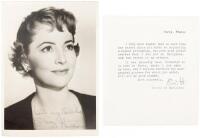 Photograph Signed by Olivia de Havilland, along with typed letter signed with her initials, transmitting the photograph