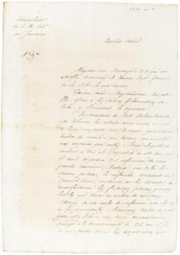 Manuscript document about the Anti-Slavery Society in Spanish