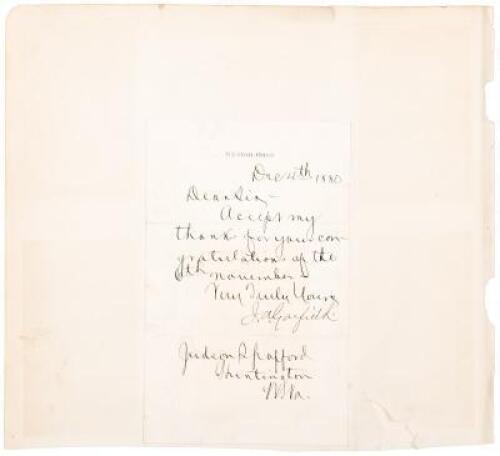 James A. Garfield letter signed as President elect