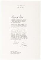 Typed Letter Signed from George Cukor to Alex Tiers