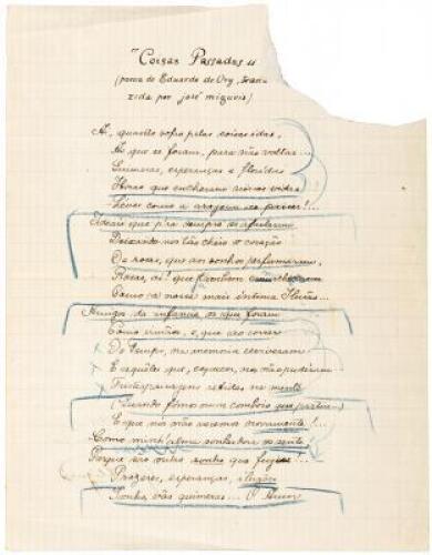 'Coisas Passadas', poem translated into Portuguese, by the renowned writer Josè Rodrigues Miguèis