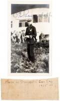 Photograph Signed by Charles C. Rosehdahl, along with a fragment the gas-bag of the ill-fated dirigible Shenandoah, which he brought safely to earth after she broke up in the air over Ohio in 1925