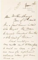 Autograph Letter Signed by Andrew Carnegie, to an Alex Humphreys in London, inviting him to visit Carnegie in Scotland