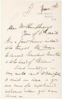 Autograph Letter Signed by Andrew Carnegie, to an Alex Humphreys in London, inviting him to visit Carnegie in Scotland