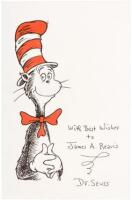 Sheet of stationery with prined picture of the Cat in the Hat, inscribed & signed by Dr. Seuss in ink