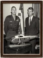 Inscribed photograph of Senator Robert Kennedy with an AF-1 Helicopter