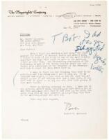 Four Typed Letters Signed by American playwright Robert B. Sherwood to Walter Winchell of The Daily Mirror