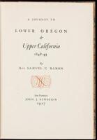 A Journey to Lower Oregon and Upper California, 1848-49
