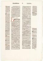 A Leaf From the Biblia Latina, Printed by Adolph Rusch, cir. 1479