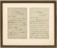 Two autograph letters, signed, from James Paget, one of the founders of scientific medical pathology