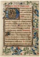 Illuminated manuscript leaf, with decorated borders and initials