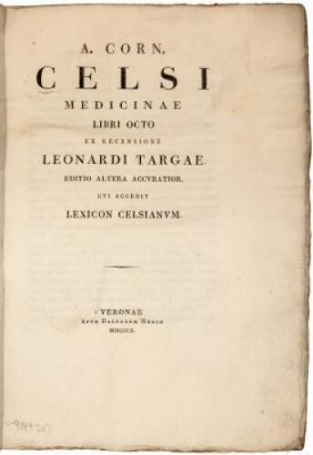 A. Corn. Celsi Medicinae libri octo ex recensione Leonardi Targae