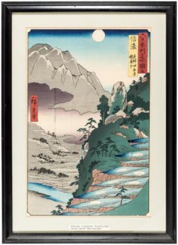 Mt. Kyodai and the Moon Reflected in the Rice Fields at Sarashina in Shinano Province - from the series Rokujuyoshu meisho zue (Famous Views of The Sixty-odd Provinces)