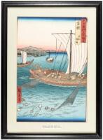 Fishing Boats Netting Flounders in Wakasa Province - from the series Rokujuyoshu meisho zue (Famous Views of The Sixty-odd Provinces)