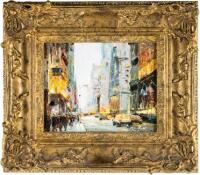 Fifth Avenue, NYC - an original oil painting in elaborate gilt frame