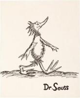 - WITHDRAWN - Original ink drawing of a bird, signed by Dr. Seuss