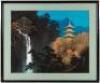 Two modern paintings of a pagoda on linen - 2